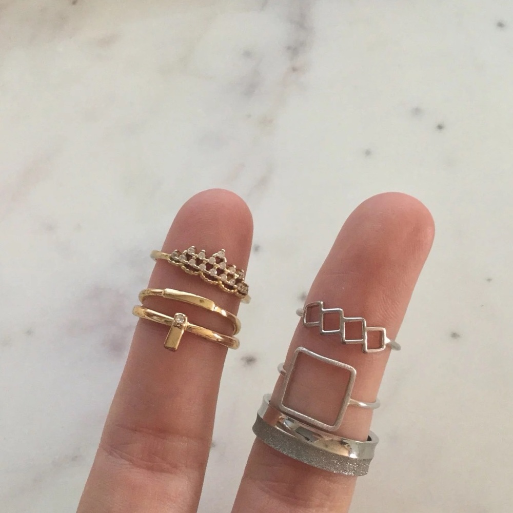set of 6 rings from LF and Revolve